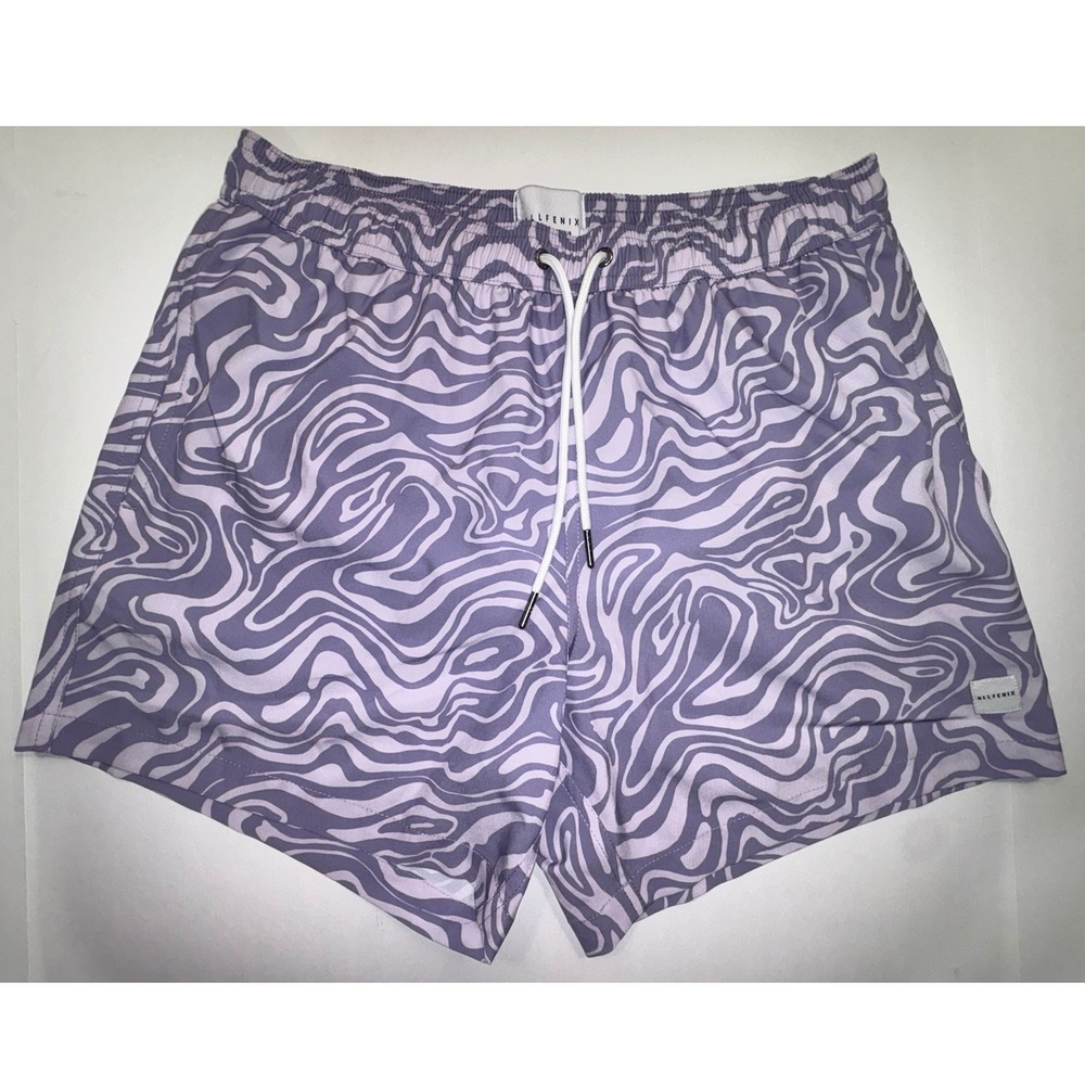 Allfenix Mens Lilac Swirl Swim Shorts AM5H590-LLC-L Purple Marble Trunks L NEW